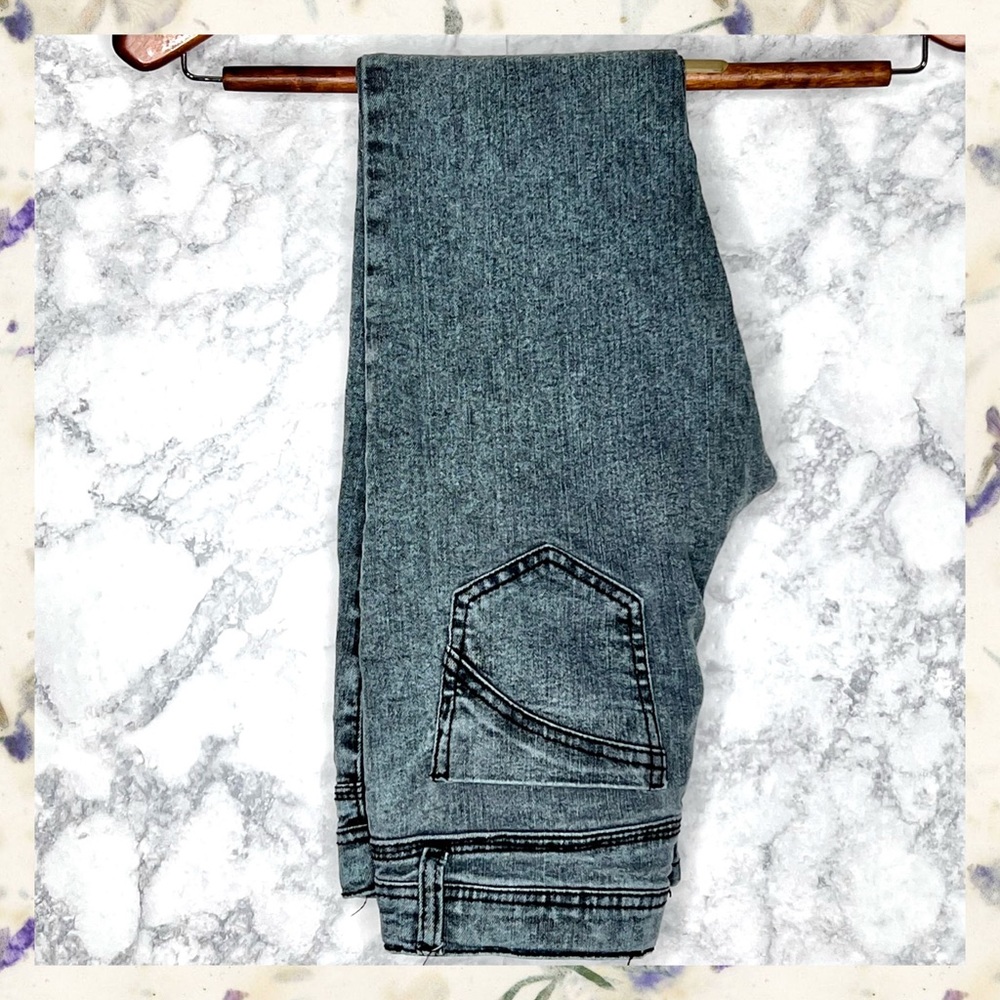 Vanilla Star Y2K Acid Wash Crackle Skinny Denim Jeans Girls 12